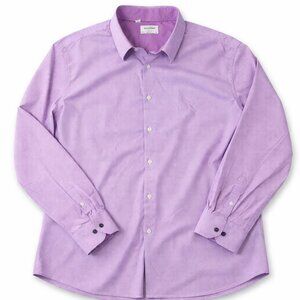 Duchamp London Men’s XXL Slim Fit Lavender Micro Houndstooth Dress Shirt